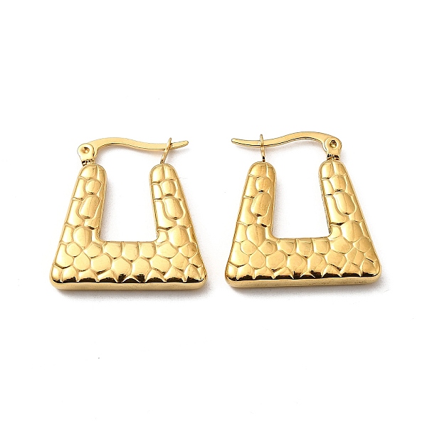 PandaHall Ion Plating(IP) 304 Stainless Steel Hoop Earrings, Textured Trapezoid, Golden, 23x22x4mm 304 Stainless Steel Trapezoid
PandaHall Ion Plating(IP) 304 Stainless Steel Hoop Earrings, Textured Trapezoid, Golden, 23x22x4mm 304 Stainless Steel Trapezoid