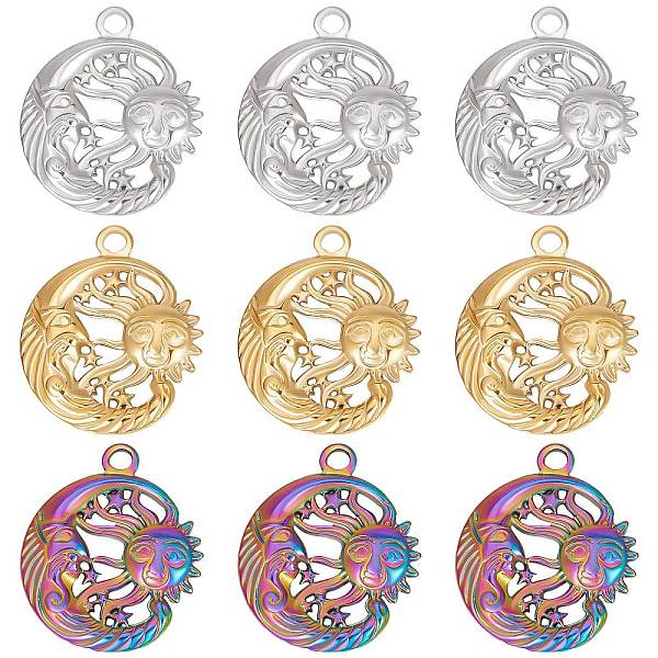 PandaHall Beebeecraft 18Pcs 3 Colors 304 Stainless Steel Pendants, Moon with Sun, Mixed Color, 23.5x20x2.5mm, Hole: 2mm, 6pcs/color 304...
PandaHall Beebeecraft 18Pcs 3 Colors 304 Stainless Steel Pendants, Moon with Sun, Mixed Color, 23.5x20x2.5mm, Hole: 2mm, 6pcs/color 304...
