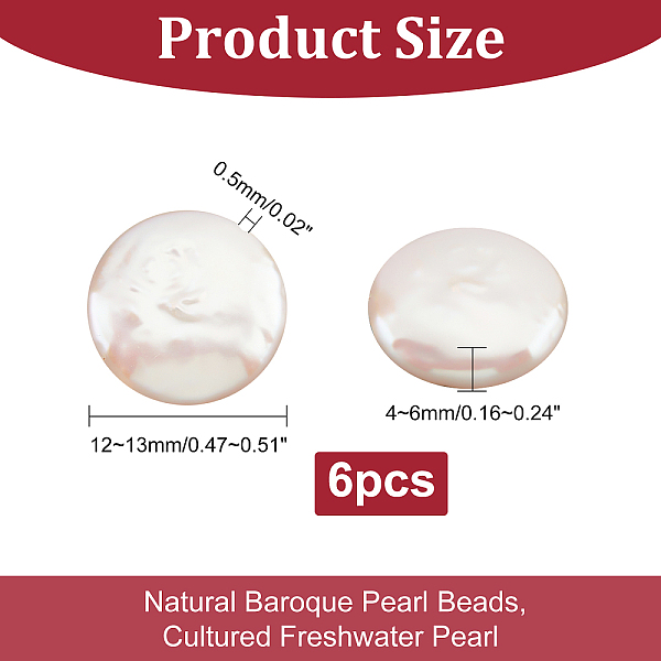 PandaHall 6 Pcs Coin Shape Freshwater Pearl Beads Strand, Big Size 12~13mm Baroque White Natural Cultured Freshwater Pearl Beads Flat Round...
PandaHall 6 Pcs Coin Shape Freshwater Pearl Beads Strand, Big Size 12~13mm Baroque White Natural Cultured Freshwater Pearl Beads Flat Round...
