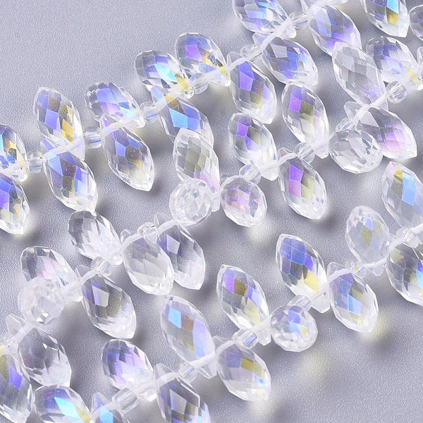 PandaHall Electroplate Glass Faceted Teardrop Beads Strands, Top Drilled Beads, AB Color Plated, Clear AB, 11.5~13x6mm, Hole: 1mm, about..., White
PandaHall Electroplate Glass Faceted Teardrop Beads Strands, Top Drilled Beads, AB Color Plated, Clear AB, 11.5~13x6mm, Hole: 1mm, about..., White