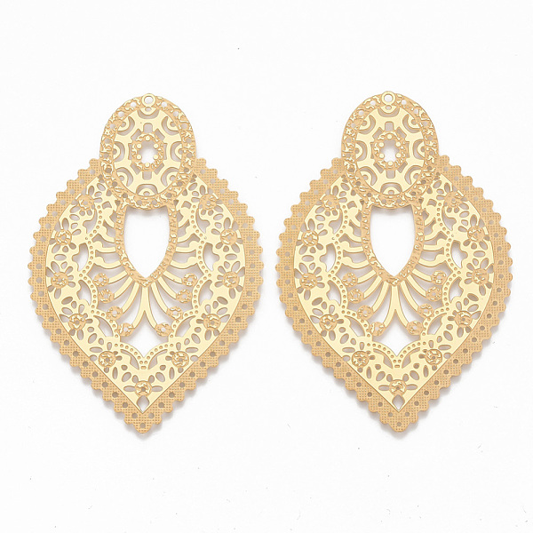 PandaHall 304 Stainless Steel Filigree Joiners, Teardrop, Golden, 67x44x0.5mm, Hole: 1~1.5mm 304 Stainless Steel Teardrop
PandaHall 304 Stainless Steel Filigree Joiners, Teardrop, Golden, 67x44x0.5mm, Hole: 1~1.5mm 304 Stainless Steel Teardrop