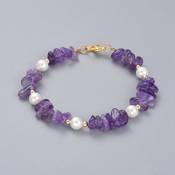 PandaHall Natural Amethyst Chip Beaded Bracelets, with Shell Pearl Round Beads, Brass Beads and 304 Stainless Steel Lobster Claw Clasps...
PandaHall Natural Amethyst Chip Beaded Bracelets, with Shell Pearl Round Beads, Brass Beads and 304 Stainless Steel Lobster Claw Clasps...