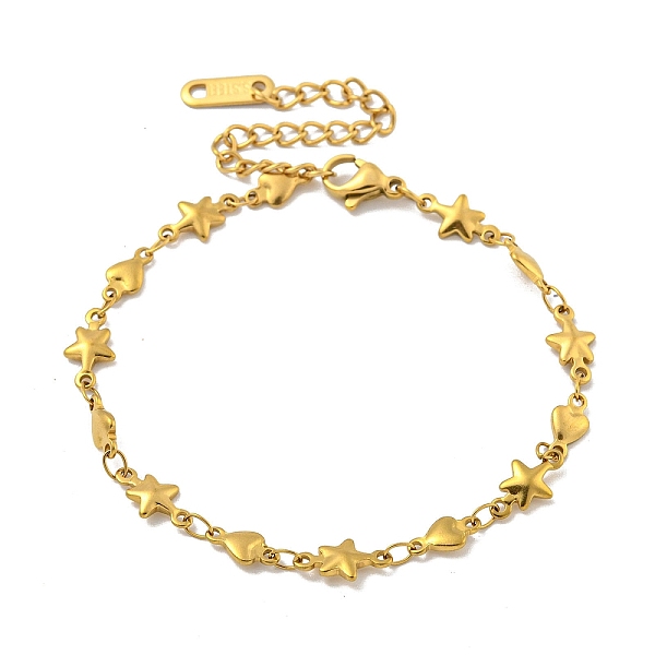 PandaHall Heart & Star 304 Stainless Steel Link Chains Bracelets for Women, Golden, 9-1/8 inch(23cm) 304 Stainless Steel Star
PandaHall Heart & Star 304 Stainless Steel Link Chains Bracelets for Women, Golden, 9-1/8 inch(23cm) 304 Stainless Steel Star