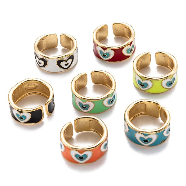 PandaHall Brass Enamel Cuff Rings, Open Rings, Long-Lasting Plated, Heart, Golden, Mixed Color, US Size 8(18.1mm) Brass Multicolor
PandaHall Brass Enamel Cuff Rings, Open Rings, Long-Lasting Plated, Heart, Golden, Mixed Color, US Size 8(18.1mm) Brass Multicolor