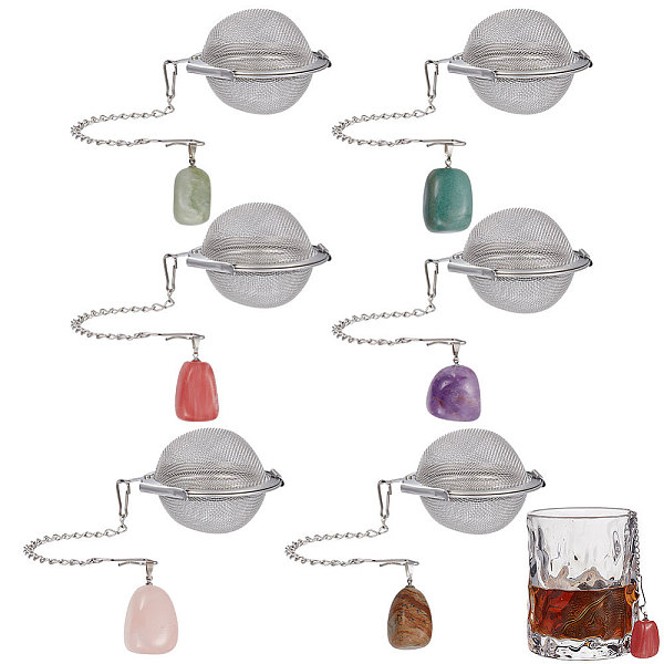 PandaHall Unicraftale Round Stainless Steel Mesh Tea Infuser, with Gemstone Nugget Pendants, Stainless Steel Color, Tea Infuser: 165mm, 6pcs...
PandaHall Unicraftale Round Stainless Steel Mesh Tea Infuser, with Gemstone Nugget Pendants, Stainless Steel Color, Tea Infuser: 165mm, 6pcs...