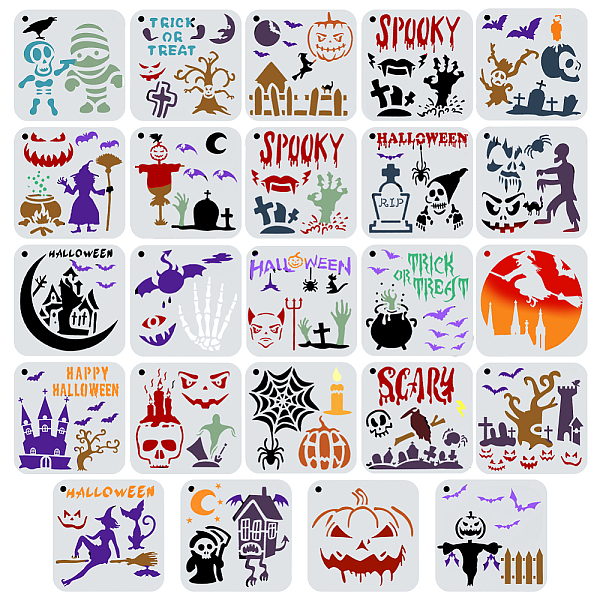 PandaHall 24Pcs 24 Styles PET Plastic Hollow Out Drawing Painting Stencils Templates, Square, Halloween Themed Pattern, 149x150x0.3mm, Hole..., White
PandaHall 24Pcs 24 Styles PET Plastic Hollow Out Drawing Painting Stencils Templates, Square, Halloween Themed Pattern, 149x150x0.3mm, Hole..., White