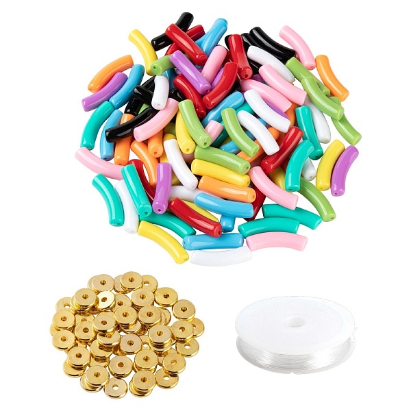 PandaHall DIY Jewelry Making Kits, Including Curved Tube Opaque Acrylic Beads, Brass Spacer Beads, Elastic Crystal Thread, Mixed Color, Tube..., Multicolor
PandaHall DIY Jewelry Making Kits, Including Curved Tube Opaque Acrylic Beads, Brass Spacer Beads, Elastic Crystal Thread, Mixed Color, Tube..., Multicolor