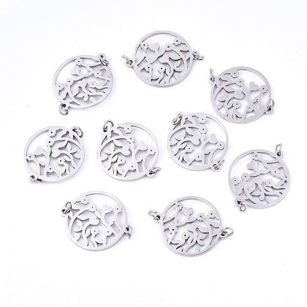PandaHall 304 Stainless Steel Links Connectors, Laser Cut, Flat Round with Flower, Stainless Steel Color, 14x17x1mm, Jump Ring: 3x0.4mm...
PandaHall 304 Stainless Steel Links Connectors, Laser Cut, Flat Round with Flower, Stainless Steel Color, 14x17x1mm, Jump Ring: 3x0.4mm...