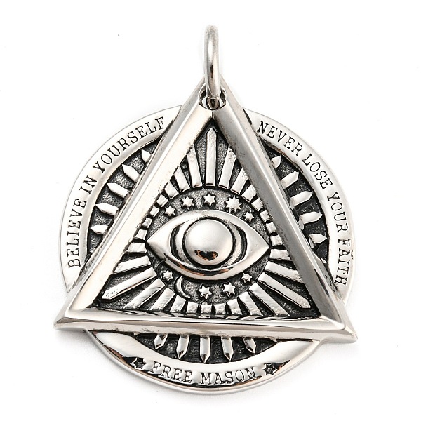 PandaHall 316L Surgical Stainless Steel Pendants, with Jump Ring, Eye of Providence/All-seeing Eye Charm, Antique Silver, 41x37x4.5mm, Hole...
PandaHall 316L Surgical Stainless Steel Pendants, with Jump Ring, Eye of Providence/All-seeing Eye Charm, Antique Silver, 41x37x4.5mm, Hole...