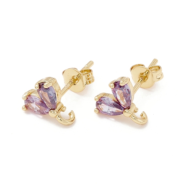 PandaHall Rack Plating Brass Cubic Zirconia Stud Earrings Findings, Real 18K Gold Plated, with Loop, Cadmium Free & Lead Free, Heart, Plum..., Purple
PandaHall Rack Plating Brass Cubic Zirconia Stud Earrings Findings, Real 18K Gold Plated, with Loop, Cadmium Free & Lead Free, Heart, Plum..., Purple