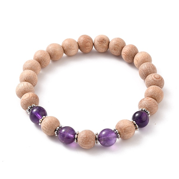 PandaHall Round Natural Amethyst Beaded Stretch Bracelets, with Natural Wood Beads and Alloy Spacer Beads, Inner Diameter: 2-1/4 inch(5.6cm)...
PandaHall Round Natural Amethyst Beaded Stretch Bracelets, with Natural Wood Beads and Alloy Spacer Beads, Inner Diameter: 2-1/4 inch(5.6cm)...