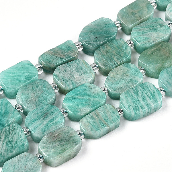 PandaHall Natural Amazonite Beads Strands, with Seed Beads, Rectangle, 10~13.5x7~10x4~5mm, Hole: 0.8mm, seed beads: 3x3x2, hole: 0.8mm..., Green
PandaHall Natural Amazonite Beads Strands, with Seed Beads, Rectangle, 10~13.5x7~10x4~5mm, Hole: 0.8mm, seed beads: 3x3x2, hole: 0.8mm..., Green