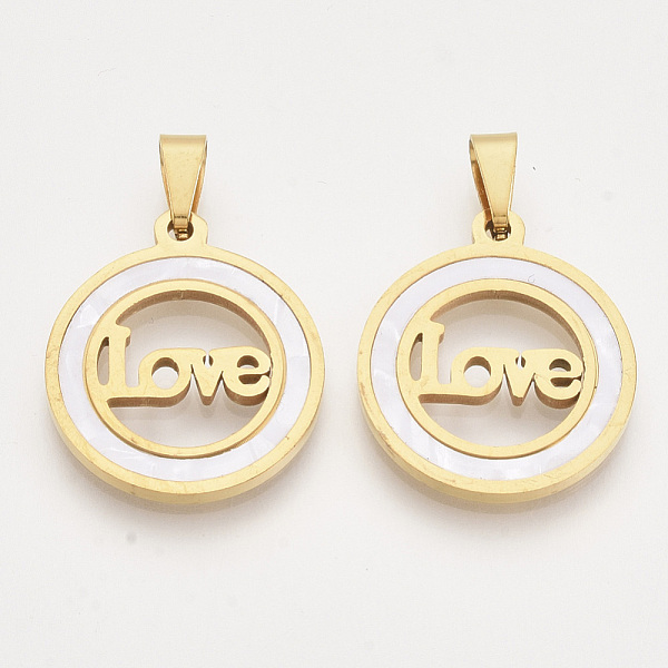 PandaHall Valentine's Day Theme 201 Stainless Steel Pendants, with Shell and Random Size Snap on Bails, Flat Round with Word Love, Golden...
PandaHall Valentine's Day Theme 201 Stainless Steel Pendants, with Shell and Random Size Snap on Bails, Flat Round with Word Love, Golden...