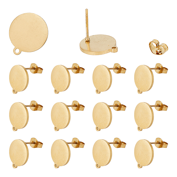 PandaHall DICOSMETIC 10Pairs 304 Stainless Steel Stud Earring Findings, with Horizontal Loops, Flat Round, Golden, 14x12mm, Hole: 1mm, Pin...
PandaHall DICOSMETIC 10Pairs 304 Stainless Steel Stud Earring Findings, with Horizontal Loops, Flat Round, Golden, 14x12mm, Hole: 1mm, Pin...