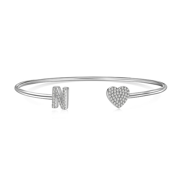 PandaHall Heart & Letter Rhodium Plated 925 Sterling Silver Micro Pave Cubic Zirconia Cuff Bangles for Women, Letter N, 0.2~0.8cm, Inner...
PandaHall Heart & Letter Rhodium Plated 925 Sterling Silver Micro Pave Cubic Zirconia Cuff Bangles for Women, Letter N, 0.2~0.8cm, Inner...