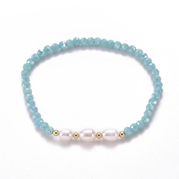 PandaHall Faceted Glass Beaded Stretch Bracelets, with Natural Pearl Beads and Golden Plated Brass Beads, Turquoise, Inner Diameter: 2-1/4..., Green
PandaHall Faceted Glass Beaded Stretch Bracelets, with Natural Pearl Beads and Golden Plated Brass Beads, Turquoise, Inner Diameter: 2-1/4..., Green