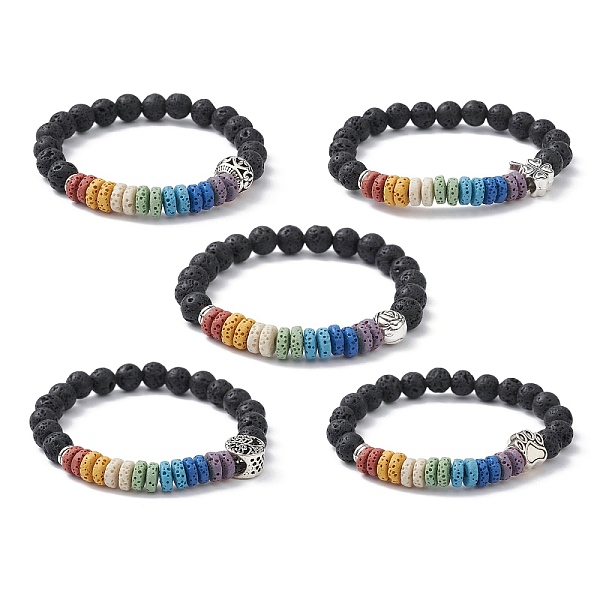 PandaHall Colorful Dyed Natural Lava Rock Beaded Stretch Bracelets, with Alloy Beaded, Mixed Shapes, Inner Diameter: 2-1/2 inch(6.2cm) Lava...
PandaHall Colorful Dyed Natural Lava Rock Beaded Stretch Bracelets, with Alloy Beaded, Mixed Shapes, Inner Diameter: 2-1/2 inch(6.2cm) Lava...