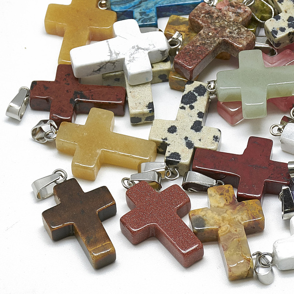 PandaHall Natural & Synthetic Mixed Stone Pendants, with Stainless Steel Snap On Bails, Cross, 29~30x18~19x5~6mm, Hole: 6x4mm Mixed Stone...
PandaHall Natural & Synthetic Mixed Stone Pendants, with Stainless Steel Snap On Bails, Cross, 29~30x18~19x5~6mm, Hole: 6x4mm Mixed Stone...