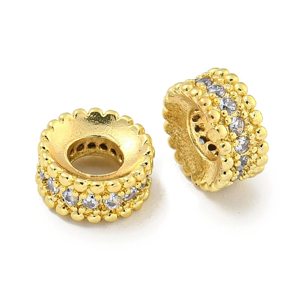 PandaHall Brass Cubic Zirconia Spacer Beads, Long-Lasting Plated, Lead Free & Cadmium Free, Flat Round, Real 18K Gold Plated, 7x3.8mm, Hole..., Clear
PandaHall Brass Cubic Zirconia Spacer Beads, Long-Lasting Plated, Lead Free & Cadmium Free, Flat Round, Real 18K Gold Plated, 7x3.8mm, Hole..., Clear