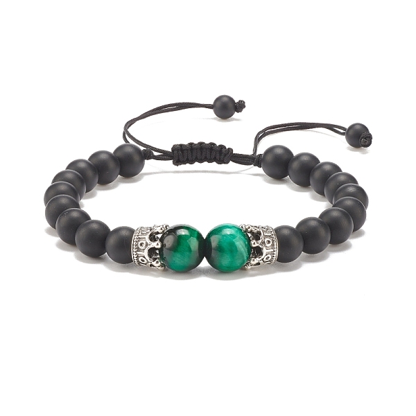 PandaHall Natural Frosted Black Agate(Dyed) & Tiger Eye Braided Bead Bracelet with Alloy Crown, Gemstone Jewelry for Women, Dark Cyan, Inner...
PandaHall Natural Frosted Black Agate(Dyed) & Tiger Eye Braided Bead Bracelet with Alloy Crown, Gemstone Jewelry for Women, Dark Cyan, Inner...