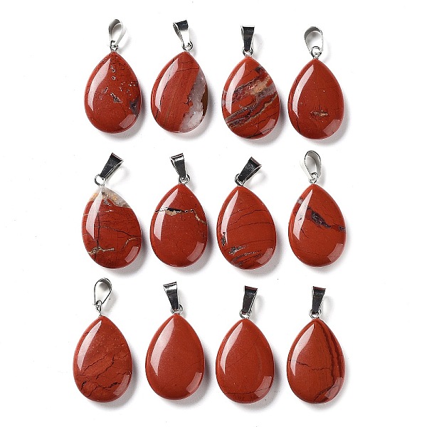PandaHall Teardrop Natural Red Jasper Pendants, with Platinum Tone Brass Findings, 25~29x16~17x5~6mm, Hole: 2x7mm Red Jasper Teardrop
PandaHall Teardrop Natural Red Jasper Pendants, with Platinum Tone Brass Findings, 25~29x16~17x5~6mm, Hole: 2x7mm Red Jasper Teardrop