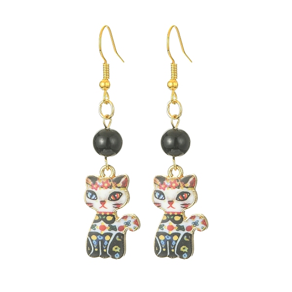 PandaHall Rack Plating Alloy Cat Shape Dangle Earrings, with Acrylic Beaded, Colorful, 56x14.5mm Alloy Cat Shape
PandaHall Rack Plating Alloy Cat Shape Dangle Earrings, with Acrylic Beaded, Colorful, 56x14.5mm Alloy Cat Shape
