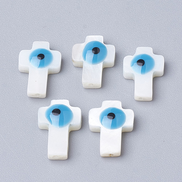 PandaHall Natural Freshwater Shell Beads, Cross with Evil Eye, Dodger Blue, 13x9x3.5mm, Hole: 1mm Freshwater Shell Cross
PandaHall Natural Freshwater Shell Beads, Cross with Evil Eye, Dodger Blue, 13x9x3.5mm, Hole: 1mm Freshwater Shell Cross
