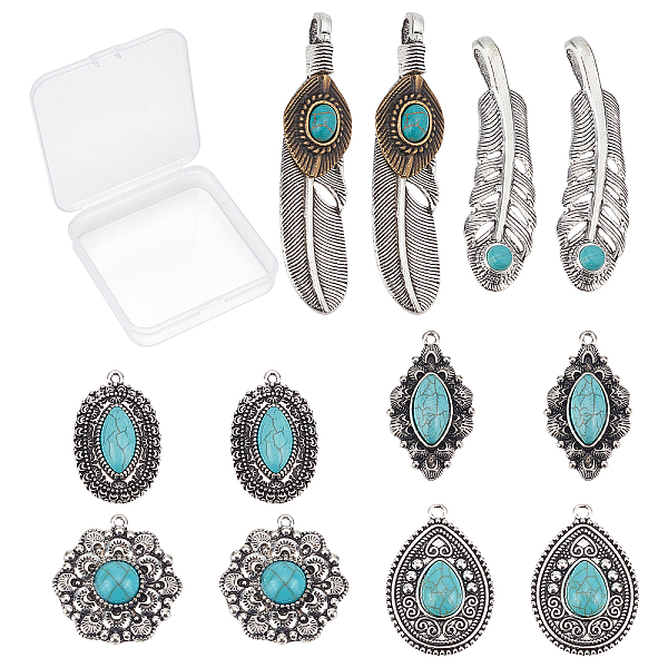 PandaHall SUNNYCLUE 1 Box 12Pcs 6 Styles Synthetic Turquoise Charms Alloy Feather Teardrop Flower Tibetan Style Vintage Antique Silver...
PandaHall SUNNYCLUE 1 Box 12Pcs 6 Styles Synthetic Turquoise Charms Alloy Feather Teardrop Flower Tibetan Style Vintage Antique Silver...
