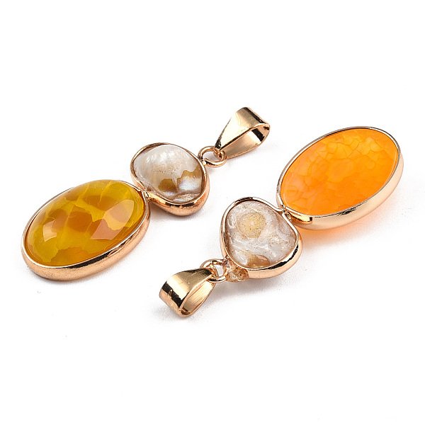 PandaHall Natural Crackle Agate Pendants, with Natural Shells and Light Gold Plated Brass Findings, Dyed, Oval Charm, Orange...
PandaHall Natural Crackle Agate Pendants, with Natural Shells and Light Gold Plated Brass Findings, Dyed, Oval Charm, Orange...