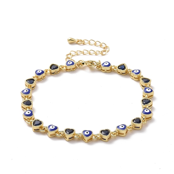 PandaHall Enamel Evil Eye & Cubic Zirconia Heart Link Chain Bracelet, Golden Brass Jewelry for Women, Dark Blue, 7-1/8 inch(18.2cm) Cubic...
PandaHall Enamel Evil Eye & Cubic Zirconia Heart Link Chain Bracelet, Golden Brass Jewelry for Women, Dark Blue, 7-1/8 inch(18.2cm) Cubic...