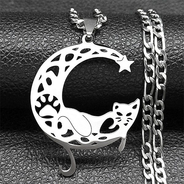 PandaHall 304 Stainless Steel Necklaces, Cat with Moon Pendant Necklaces, Stainless Steel Color, 20.20 inch(51.3cm) 304 Stainless Steel Cat...
PandaHall 304 Stainless Steel Necklaces, Cat with Moon Pendant Necklaces, Stainless Steel Color, 20.20 inch(51.3cm) 304 Stainless Steel Cat...