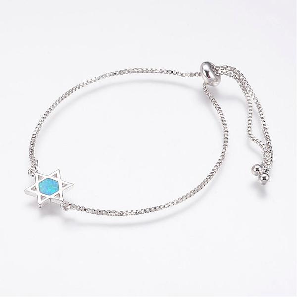 PandaHall Long-Lasting Plated Adjustable Brass Slider Bracelets, Bolo Bracelets, with Synthetic Opal, for Jewish, Star of David, Platinum..., Blue
PandaHall Long-Lasting Plated Adjustable Brass Slider Bracelets, Bolo Bracelets, with Synthetic Opal, for Jewish, Star of David, Platinum..., Blue