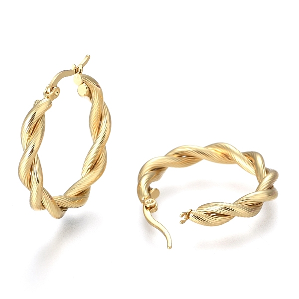 PandaHall 304 Stainless Steel Hoop Earring, Hypoallergenic Earrings, with Ear Nut, Textured, Twisted Ring Shape, Golden, 30x5mm, Pin...
PandaHall 304 Stainless Steel Hoop Earring, Hypoallergenic Earrings, with Ear Nut, Textured, Twisted Ring Shape, Golden, 30x5mm, Pin...