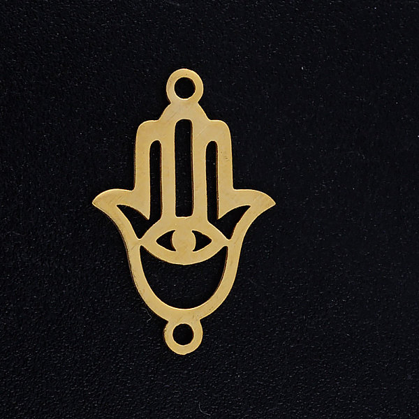 PandaHall 201 Stainless Steel Links connectors, Hamsa Hand/Hand of Fatima/Hand of Miriam with Eye, Golden, 19.5x12.5x1mm, Hole: 1.4mm 201...
PandaHall 201 Stainless Steel Links connectors, Hamsa Hand/Hand of Fatima/Hand of Miriam with Eye, Golden, 19.5x12.5x1mm, Hole: 1.4mm 201...