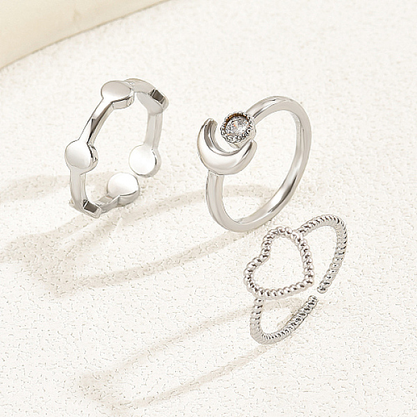 PandaHall 3Pcs 3 Style Cubic Zirconia Open Cuff Rings Sets, Moon & Heart Brass Stackable Rings, Silver, Inner Diameter: 14~17mm, 1Pc/style..., Clear
PandaHall 3Pcs 3 Style Cubic Zirconia Open Cuff Rings Sets, Moon & Heart Brass Stackable Rings, Silver, Inner Diameter: 14~17mm, 1Pc/style..., Clear