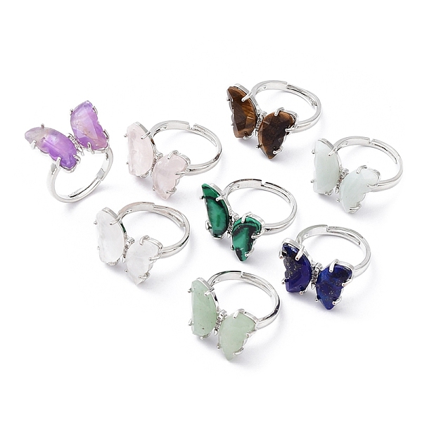 PandaHall Natural & Synthetic Mixed Gemstone Butterfly Adjustable Rings, Platinum Brass Jewelry for Women, Cadmium Free & Lead Free, US Size...
PandaHall Natural & Synthetic Mixed Gemstone Butterfly Adjustable Rings, Platinum Brass Jewelry for Women, Cadmium Free & Lead Free, US Size...