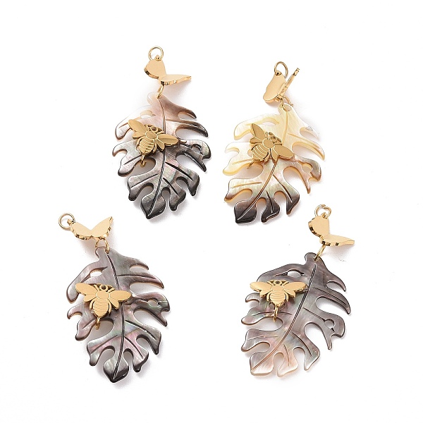 PandaHall Natural Black Lip Shell Pendants, Butterfly & Bees with Leaf Charm, with Ion Plating(IP) 304 Stainless Steel Findings, Golden...
PandaHall Natural Black Lip Shell Pendants, Butterfly & Bees with Leaf Charm, with Ion Plating(IP) 304 Stainless Steel Findings, Golden...