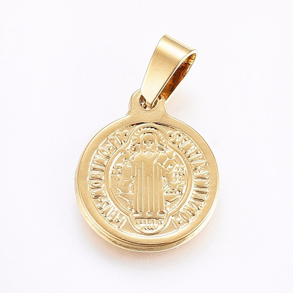 PandaHall Vacuum Plating 304 Stainless Steel Pendants, Religion, Flat Round with Saint Benedict, Golden, 18x15x1.5mm, Hole: 7x4mm 304...
PandaHall Vacuum Plating 304 Stainless Steel Pendants, Religion, Flat Round with Saint Benedict, Golden, 18x15x1.5mm, Hole: 7x4mm 304...