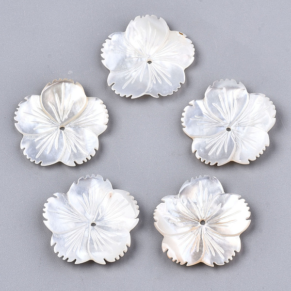 PandaHall Natural White Shell Mother of Pearl Shell Beads, Carved, Flower, Creamy White, 24x24x2~3mm, Hole: 1.2mm White Shell Flower
PandaHall Natural White Shell Mother of Pearl Shell Beads, Carved, Flower, Creamy White, 24x24x2~3mm, Hole: 1.2mm White Shell Flower