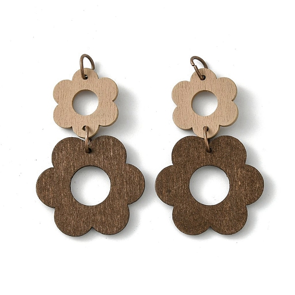 PandaHall Double Flower Poplar Wood Pendants, with Iron Jump Ring, Coconut Brown, 47x29.5x2mm, Hole: 5mm Wood Flower
PandaHall Double Flower Poplar Wood Pendants, with Iron Jump Ring, Coconut Brown, 47x29.5x2mm, Hole: 5mm Wood Flower