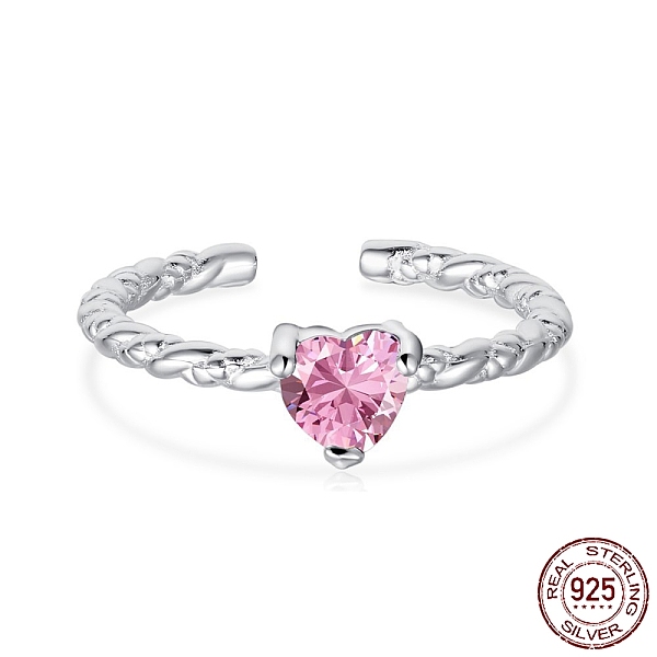 PandaHall Rhodium Plated 925 Sterling Silver Twist Open Finger Rings, Birthstone Ring, with Cubic Zirconia for Women, Heart Cuff Ring, Real..., Pink
PandaHall Rhodium Plated 925 Sterling Silver Twist Open Finger Rings, Birthstone Ring, with Cubic Zirconia for Women, Heart Cuff Ring, Real..., Pink