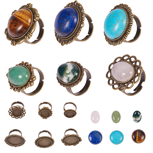 PandaHall SUNNYCLUE DIY Ring Making, with Vintage Adjustable Iron Finger Ring Components and Natural/Synthetic Gemstone Cabochons, Antique...
PandaHall SUNNYCLUE DIY Ring Making, with Vintage Adjustable Iron Finger Ring Components and Natural/Synthetic Gemstone Cabochons, Antique...