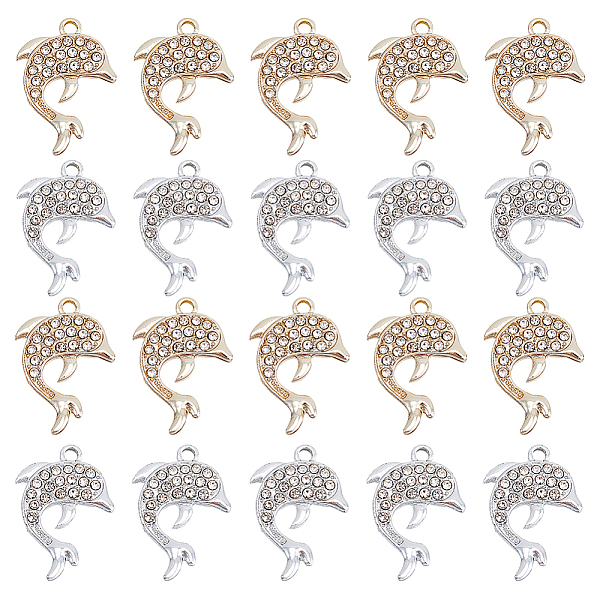 PandaHall DICOSMETIC 40Pcs 2 Colors Alloy Crystal Rhinestone Pendants, Dolphin Charms, Platinum & Golden, 25.5x18x2.6mm, Hole: 2mm...
PandaHall DICOSMETIC 40Pcs 2 Colors Alloy Crystal Rhinestone Pendants, Dolphin Charms, Platinum & Golden, 25.5x18x2.6mm, Hole: 2mm...