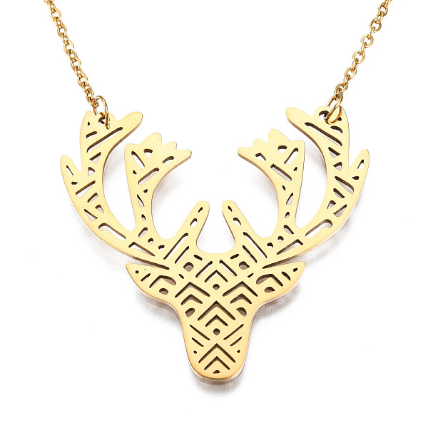 PandaHall 201 Stainless Steel Pendant Necklaces, with Cable Chains, Christmas Reindeer/Stag, Golden, 17.7 inch(45cm), 2mm, Reindeer...
PandaHall 201 Stainless Steel Pendant Necklaces, with Cable Chains, Christmas Reindeer/Stag, Golden, 17.7 inch(45cm), 2mm, Reindeer...