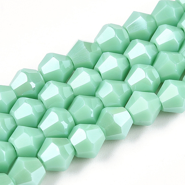 PandaHall Opaque Solid Color Electroplate Glass Beads Strands, Pearl Luster Plated, Faceted, Bicone, Light Cyan, 6x5.5mm, Hole: 1mm, about...
PandaHall Opaque Solid Color Electroplate Glass Beads Strands, Pearl Luster Plated, Faceted, Bicone, Light Cyan, 6x5.5mm, Hole: 1mm, about...