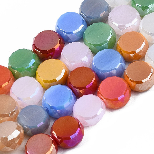 PandaHall Electroplate Opaque Glass Beads Strands, AB Color Plated, Faceted, Flat Round, Colorful, 7~8x3.5~5mm, Hole: 1mm, about...
PandaHall Electroplate Opaque Glass Beads Strands, AB Color Plated, Faceted, Flat Round, Colorful, 7~8x3.5~5mm, Hole: 1mm, about...