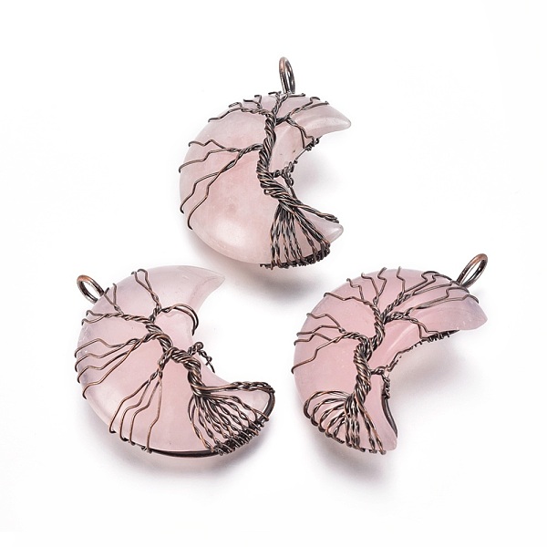 PandaHall Natural Rose Quartz Tree of Life Wire Wrapped Pendants, with Brass Findings, Crescent Moon, Red Copper, 44~46x26~32x12.5mm, Hole...
PandaHall Natural Rose Quartz Tree of Life Wire Wrapped Pendants, with Brass Findings, Crescent Moon, Red Copper, 44~46x26~32x12.5mm, Hole...