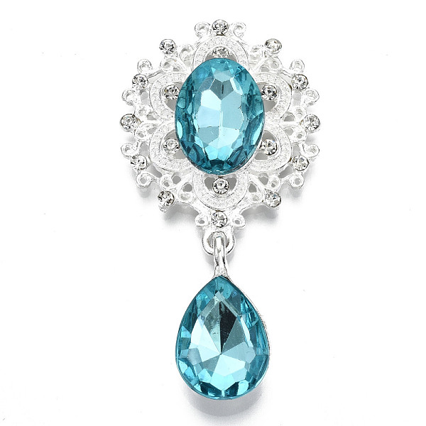 PandaHall Alloy Flat Back Cabochons, with Acrylic Rhinestones, Oval and Teardrop, Silver Color Plated, Faceted, Light Blue, 58x29x7mm...
PandaHall Alloy Flat Back Cabochons, with Acrylic Rhinestones, Oval and Teardrop, Silver Color Plated, Faceted, Light Blue, 58x29x7mm...