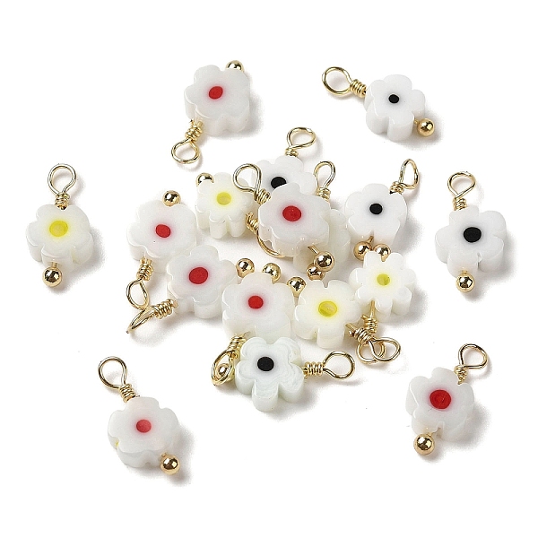 PandaHall Glass Charms, with Real 18K Gold Plated Brass Loop, Flower Charm, Mixed Color, 13x6x2.5mm, Hole: 2mm Brass+Glass Flower Multicolor
PandaHall Glass Charms, with Real 18K Gold Plated Brass Loop, Flower Charm, Mixed Color, 13x6x2.5mm, Hole: 2mm Brass+Glass Flower Multicolor