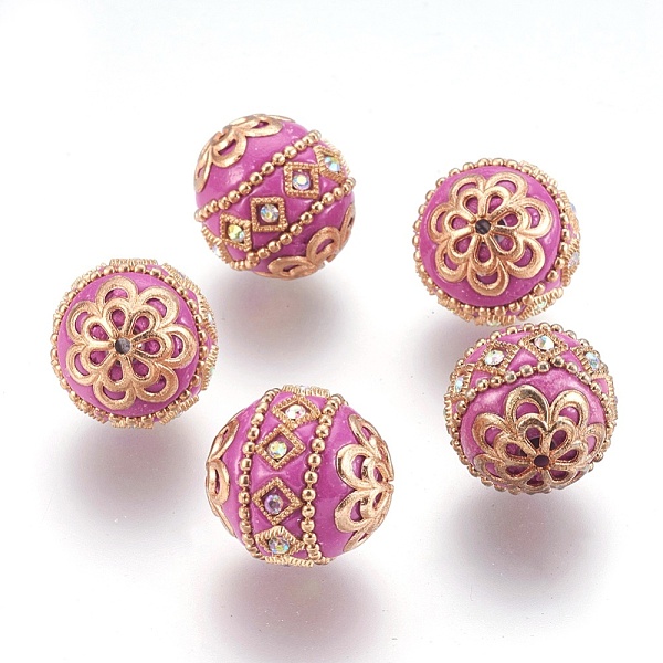 PandaHall Handmade Indonesia Beads, with Metal Findings, Round, Light Gold, Orchid, 19.5x19mm, Hole: 1mm Polymer Clay Round Purple
PandaHall Handmade Indonesia Beads, with Metal Findings, Round, Light Gold, Orchid, 19.5x19mm, Hole: 1mm Polymer Clay Round Purple